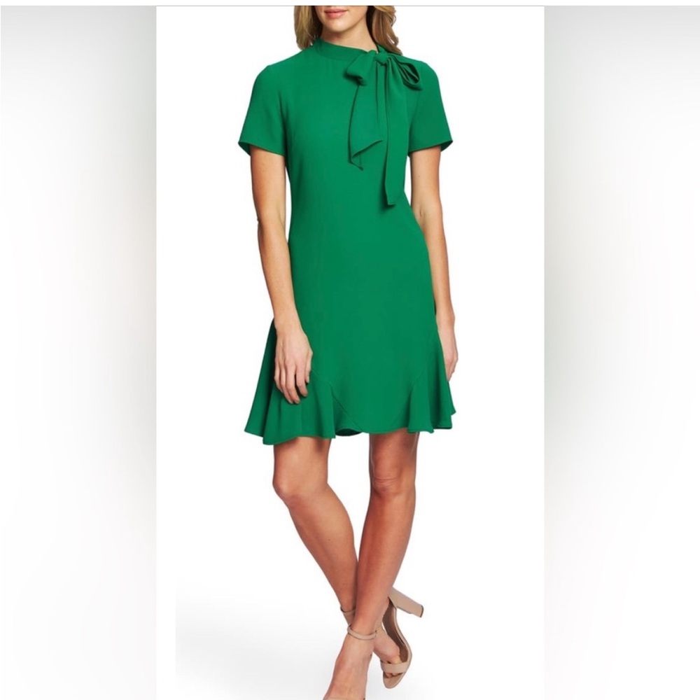 CeCe Green Mini Dress with Bow Accent